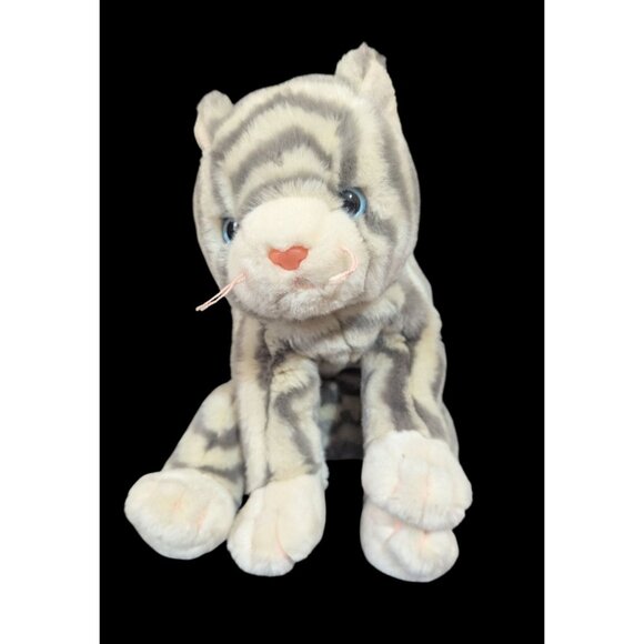 Ty Beanie Buddy SILVER the Cat Gray Striped Tabby Plush Stuffed Animal 1999 - Picture 1 of 9